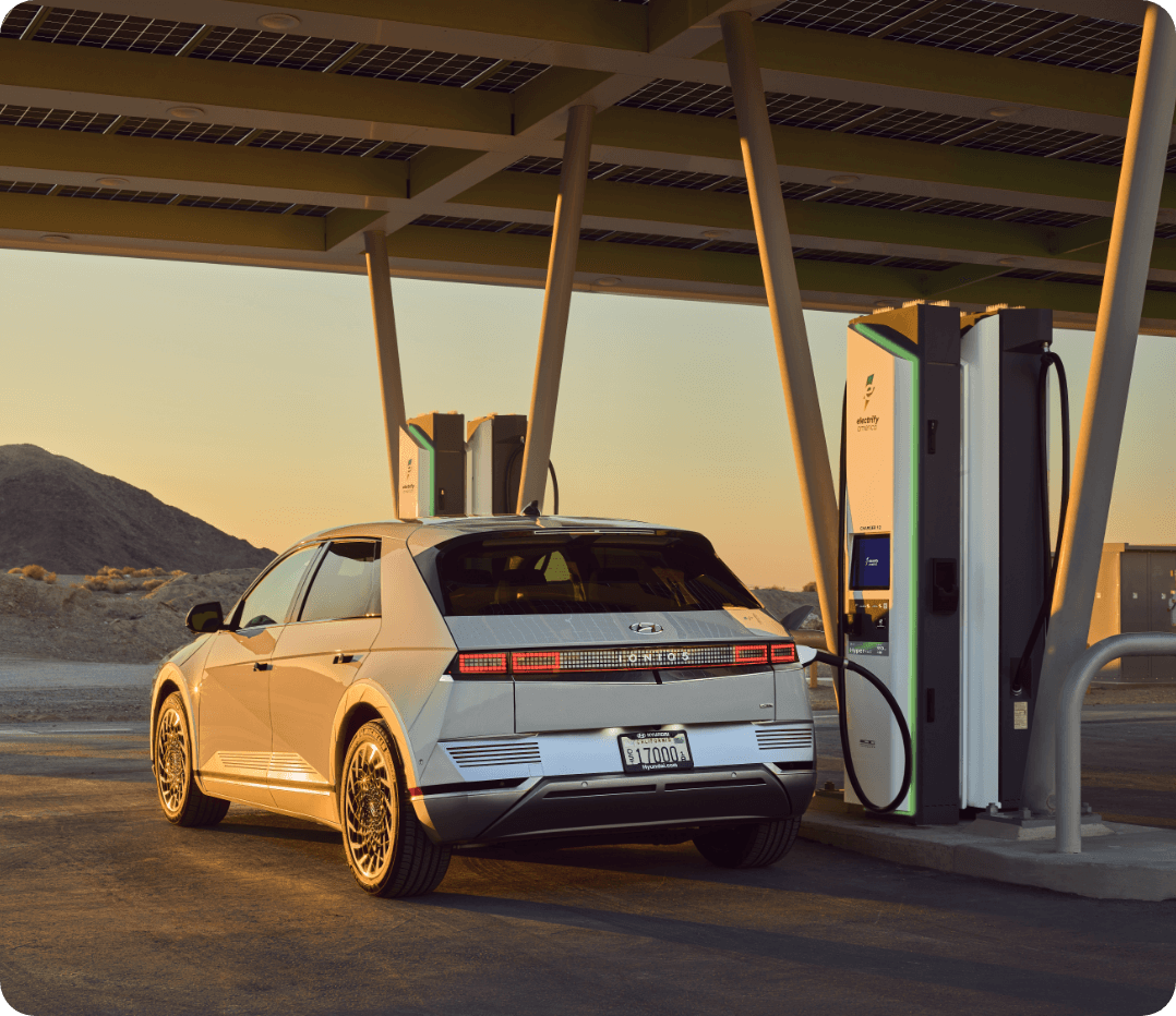 Car connected to charging station.