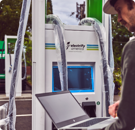 Close-up of Electrify America charger